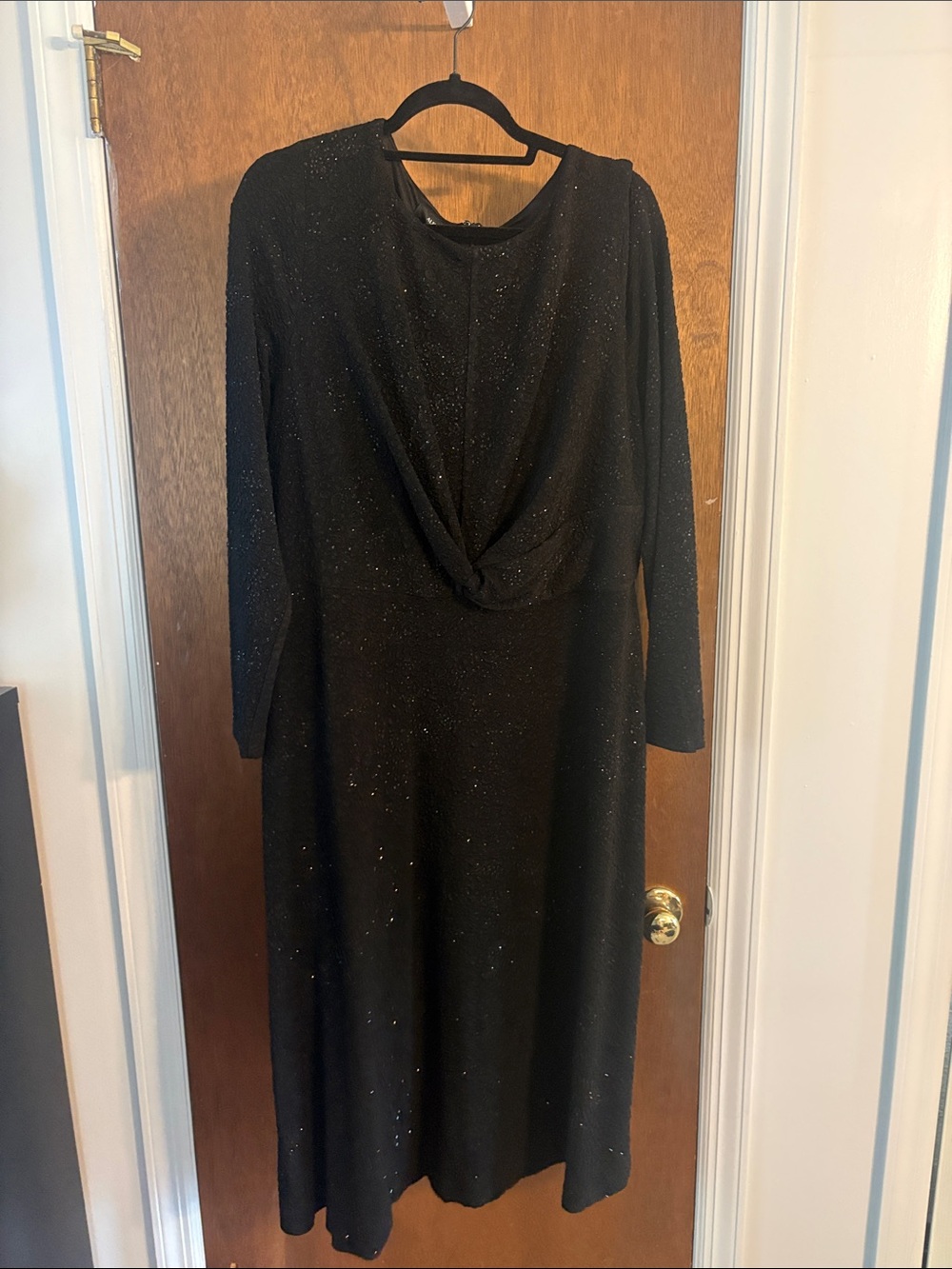 Alfani Black Long Sleeve Sparkle Midi Dress